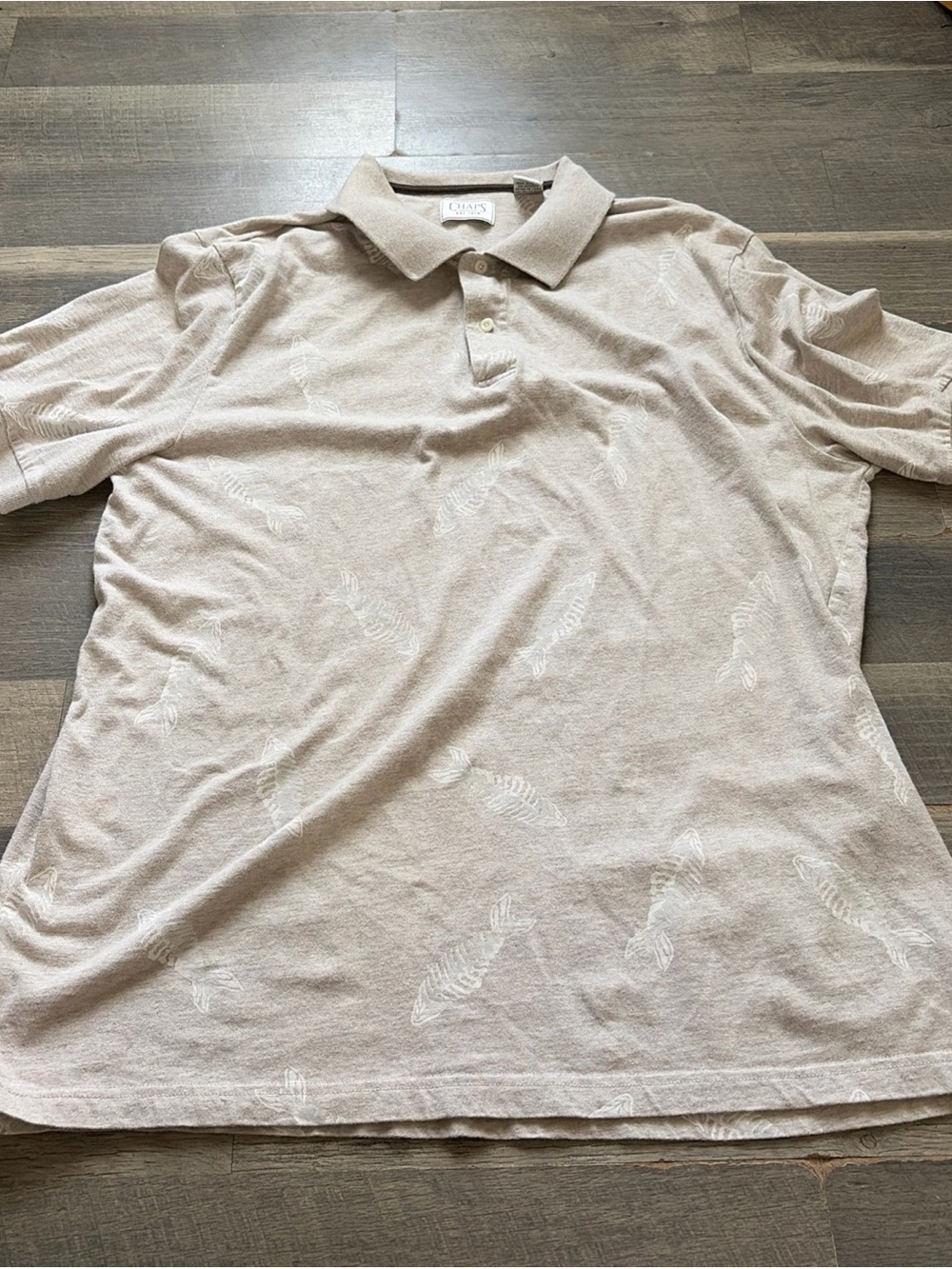 Mens‎ Chaps Short Sleeve Polo Fish Bone Shirt Size Xl Summer Polo
